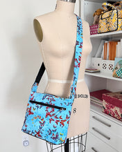 Load image into Gallery viewer, Messenger bag; 
Crossbody bag;
Messenger style crossbody bag;
Quilted Cotton crossbody messenger bag
Women's crossbody messenger bag
Urban messenger bag
Eco-friendly messenger bag
Crossbody bag for traveler bag
Adjustable strap messenger bag
Stylish crossbody bag
lightweight bag
bag for women