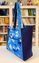 Load image into Gallery viewer, Tote Bag - Blue Tulip Quilted Bag, Light weight bag