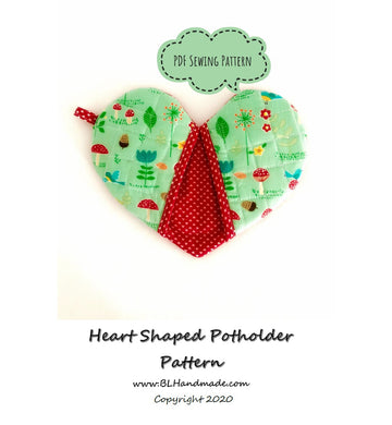 Potholder; Potholder sewing pattern; heart-shaped potholder; heart-shaped potholder sewing pattern