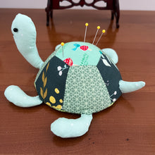 Load image into Gallery viewer, pincushion; cute pincushion; animal pincushion; DIY pincushion; Turtle pincushion; handmade pincushion; sewing pins, walnut crust pincushion