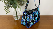 Load image into Gallery viewer, Quilted Small Crossbody Shoulder Bag - Blue Floral