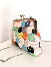 Load image into Gallery viewer, Quilted cotton clutch purse with 6.5" (16.5cm) wide metal frame