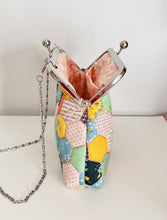 Load image into Gallery viewer, Quilted cotton clutch purse with 6.5" (16.5cm) wide metal frame