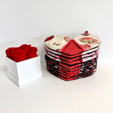 Load image into Gallery viewer, Valentine's Day potholders; Heart-shaped potholders; Quilted pot holders; Romantic kitchen accessories; Love-themed potholders; Valentine's Day kitchen décor; Heart quilted hot pads; Handmade Valentine's gifts; Kitchen essentials for Valentine's; Heart quilted trivets; Romantic home décor; Couples' cooking accessories; Valentine's Day cooking gifts; Red and pink potholders; Unique kitchen Valentine's gifts