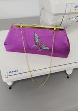Load and play video in Gallery viewer, Silk clutch with gold frame and 24" chain - Butterfly