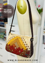 Load image into Gallery viewer, Patchwork Handbag Sewing Pattern; Log Cabin Quilted Bag Pattern; PDF Sewing Pattern for Patchwork Handbag; DIY Patchwork Purse Pattern; Quilting Log Cabin Bag Tutorial; Patchwork Tote Bag PDF Pattern; Log Cabin Quilted Handbag Instructions; Handmade Patchwork Bag Pattern; Modern Log Cabin Quilted Purse Design; Quilted Bag Sewing Project PDF;