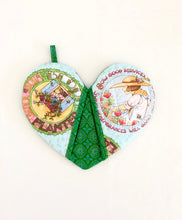 Load image into Gallery viewer, Valentine's Day potholders; Heart-shaped potholders; Quilted pot holders; Romantic kitchen accessories; Love-themed potholders; Valentine's Day kitchen décor; Heart quilted hot pads; Handmade Valentine's gifts; Kitchen essentials for Valentine's; Heart quilted trivets; Romantic home décor; Couples' cooking accessories; Valentine's Day cooking gifts; Red and pink potholders; Unique kitchen Valentine's gifts