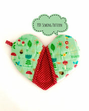 Load image into Gallery viewer, Heart Shaped Oven Mitt Sewing Pattern; Heart Shaped Potholders PDF Sewing Pattern
