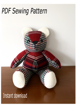 Load image into Gallery viewer, Teddy bear; teddy bear sewing pattern; stuffed animal sewing pattern; memory bear pattern