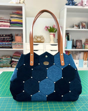 Load image into Gallery viewer, Hexagon Patchwork Denim Shoulder Bag
