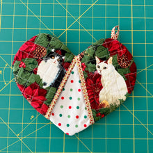 Load image into Gallery viewer, Pick any pair of Heart Shaped Potholders, Oven mitts - Christmas Cats
