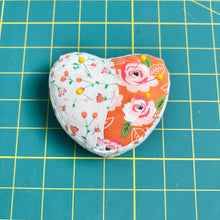 Load image into Gallery viewer, Heart Shaped Patchwork Pincushion - floral
