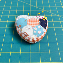 Load image into Gallery viewer, Heart Shaped Patchwork Pincushion - Hexagon
