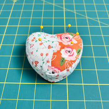 Load image into Gallery viewer, Heart Shaped Patchwork Pincushion - floral
