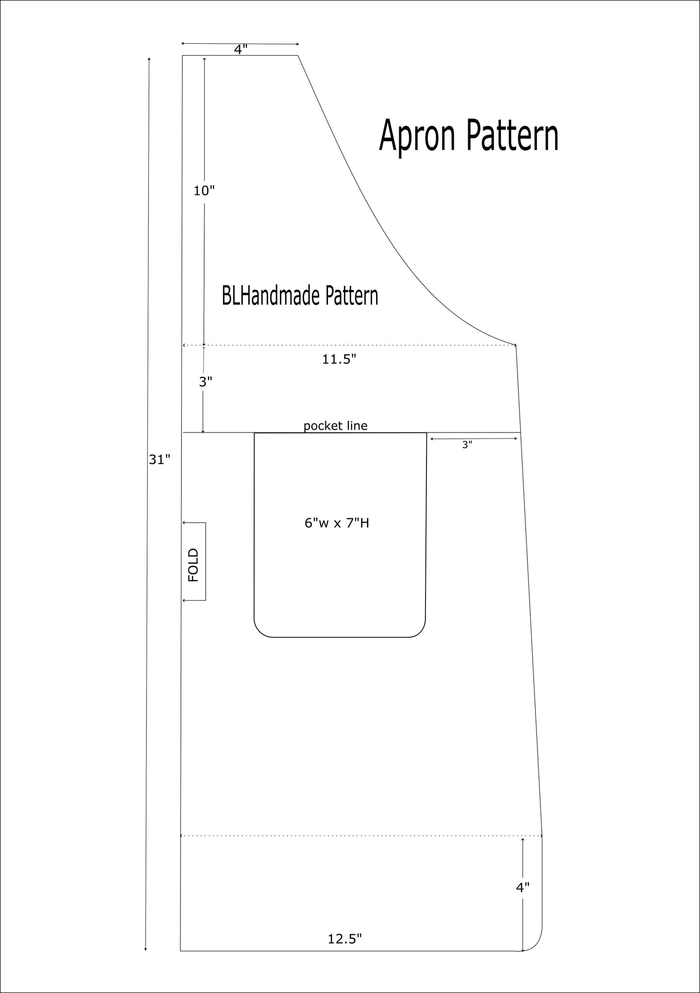 Apron Pattern On Point Basic Apron Sewing Pattern for instant download – BL Handmade