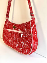 Load image into Gallery viewer, crescent bags; crescent handbag; Patchwork bags; patchwork handbag; baggu medium crescent bag; crescent shoulder bag; uniqlo crescent bag; red baggu crescent bag; small crescent bag
