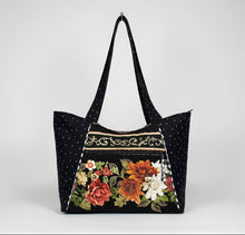 Load image into Gallery viewer, Floral-patterned tote bag on a white background
