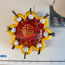 Load image into Gallery viewer, Vintage Pincushion with eight little persons, Silk pincushion - yellow
