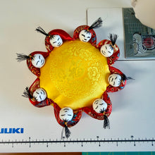 Load image into Gallery viewer, Vintage Pincushion with eight little persons, Silk pincushion - Red
