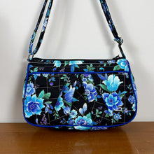 Load image into Gallery viewer, Quilted Small Crossbody Shoulder Bag - Blue Floral
