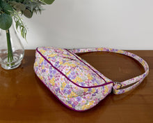 Load image into Gallery viewer, Quilted Small Crossbody Shoulder Bag - Purple Floral
