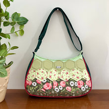 Load image into Gallery viewer, Patchwork Quilted Shoulder Bag, Hexagon Patchwork bag - Green Garden
