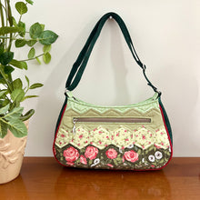 Load image into Gallery viewer, Patchwork Quilted Shoulder Bag, Hexagon Patchwork bag - Green Garden
