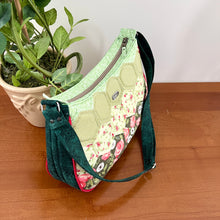 Load image into Gallery viewer, Patchwork Quilted Shoulder Bag, Hexagon Patchwork bag - Green Garden
