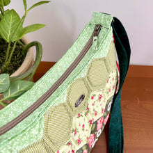 Load image into Gallery viewer, Patchwork Quilted Shoulder Bag, Hexagon Patchwork bag - Green Garden
