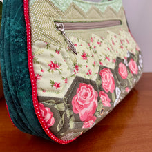 Load image into Gallery viewer, Patchwork Quilted Shoulder Bag, Hexagon Patchwork bag - Green Garden
