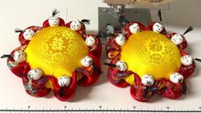 Load and play video in Gallery viewer, Vintage Pincushion with eight little persons, Silk pincushion - Red
