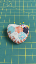 Load and play video in Gallery viewer, Heart Shaped Patchwork Pincushion - Hexagon
