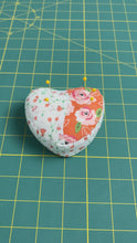 Load and play video in Gallery viewer, Heart Shaped Patchwork Pincushion - floral
