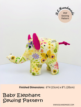 Load image into Gallery viewer, Animal sewing pattern. Elephant PDF pattern; Stuffed elephant sewing pattern; DIY stuffed animal sewing pattern; huggable stuffed elephant; gift for baby shower; DIY toys
