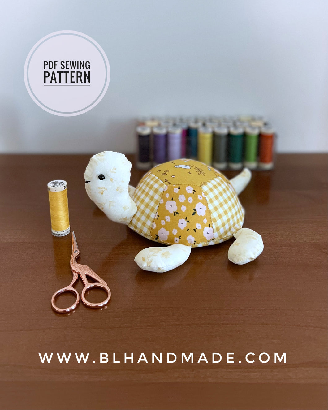 Turtle Patchwork Pincushion Sewing Pattern for instant download