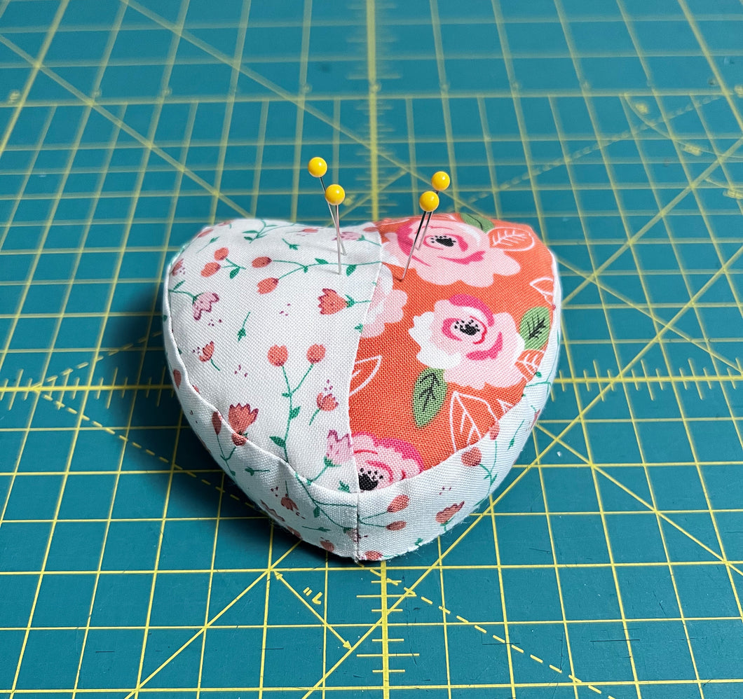 Heart Shaped Patchwork Pincushion - floral