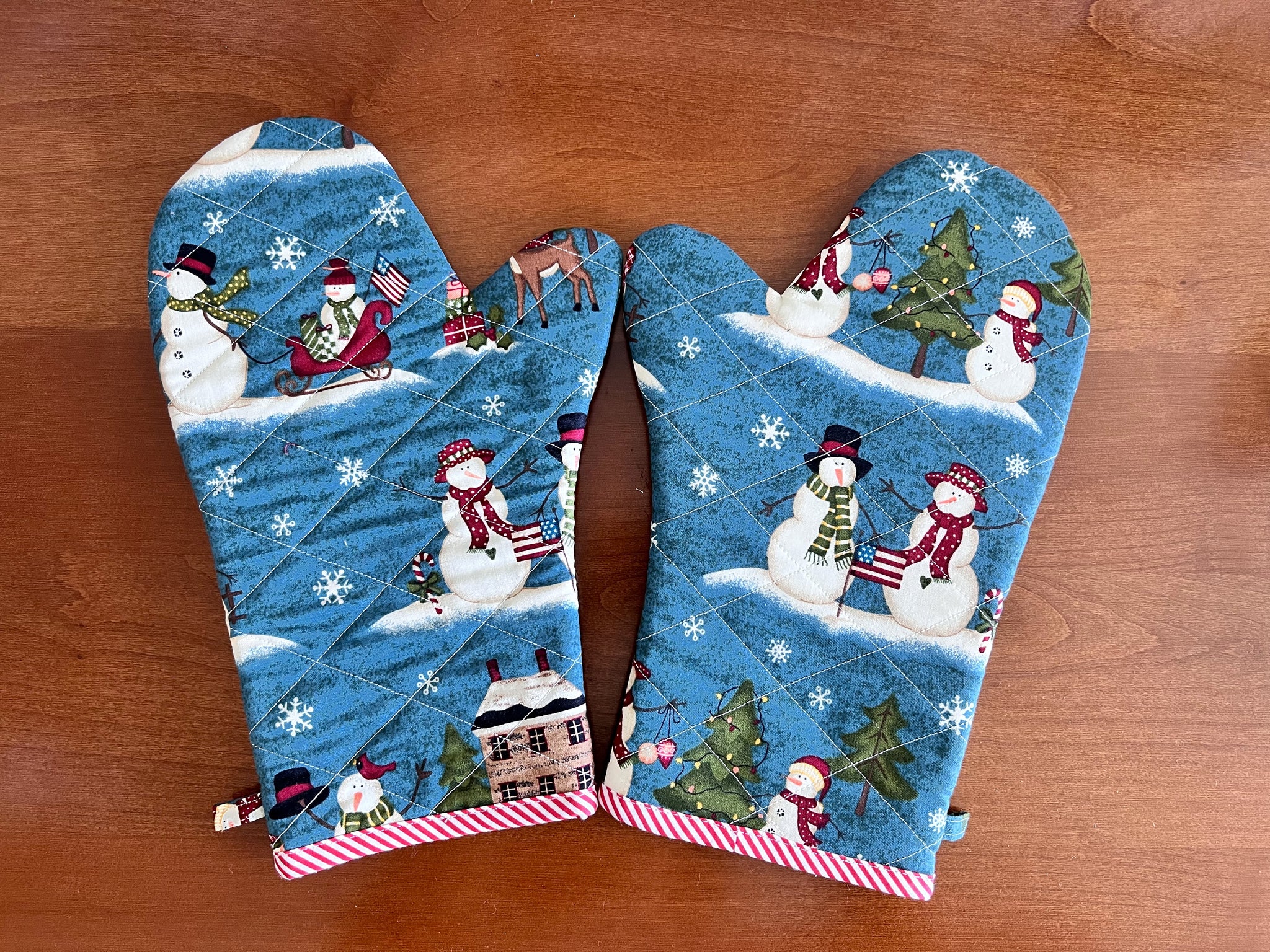 One Pair of Oven Mitt Gloves - Snowman – BL Handmade
