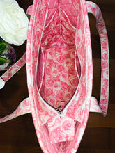 Load image into Gallery viewer, Handmade Large Cotton Quilted Shoulder Handbags - Pink Roses
