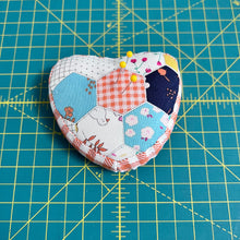 Load image into Gallery viewer, Heart Shaped Patchwork Pincushion - Hexagon
