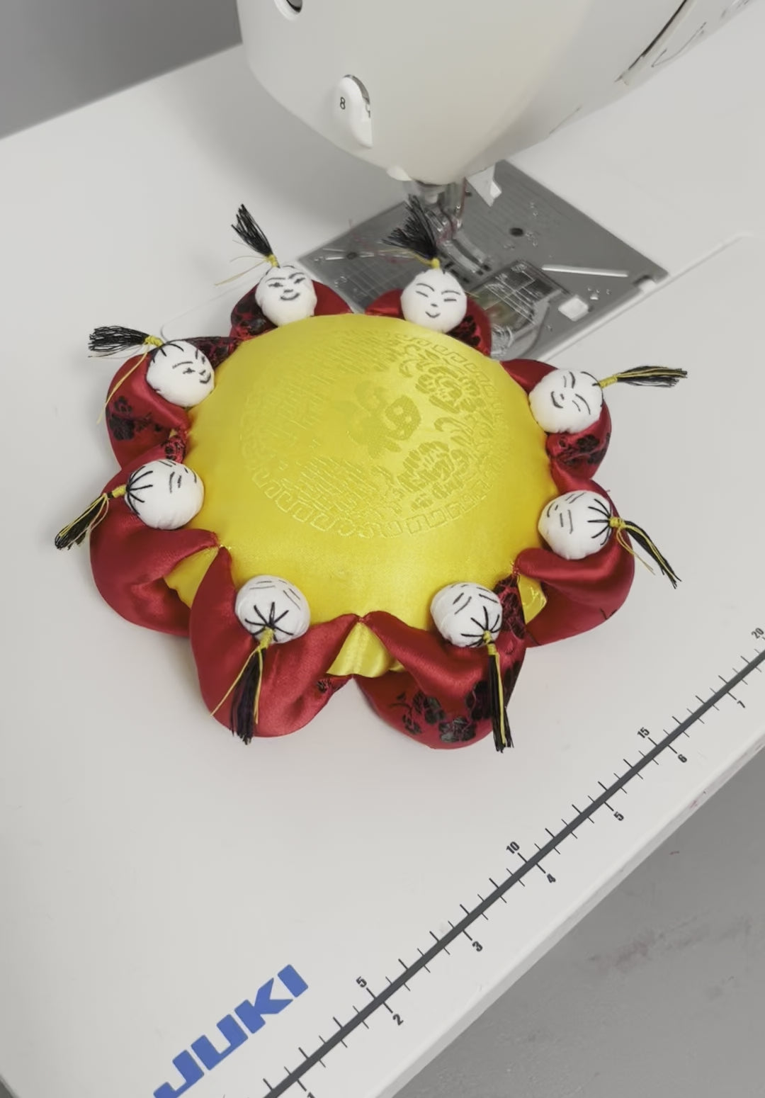 Eight Person Chinese Pin Cushion, Red