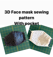 Load image into Gallery viewer, Facemask; facemask with pocket; face mask sewing pattern with  pocket
