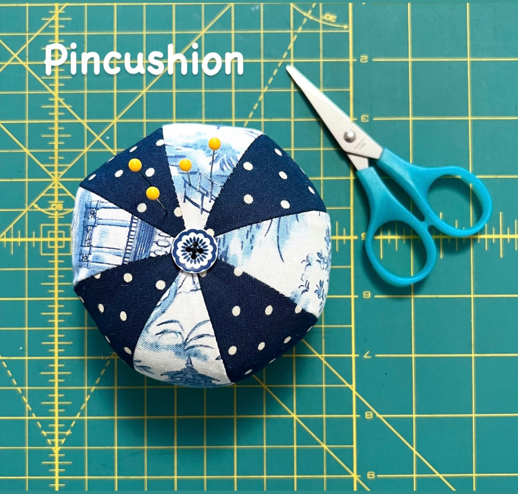 Blue Patchwork Pincushions